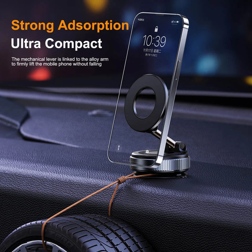 Foldable 360° Magnetic Phone Holder ā Vacuum Mount for Car or Wall Use