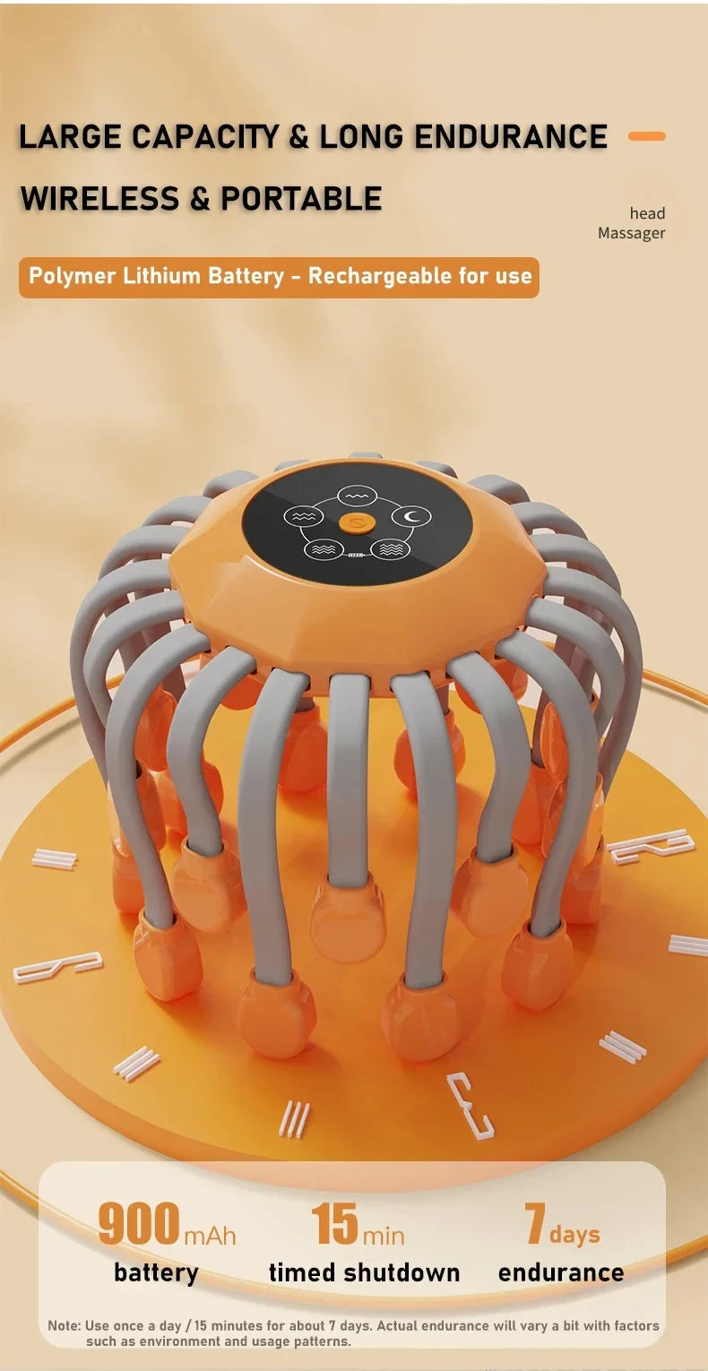 Octopus Scalp Massager with 20 Heads & Red Light – Relaxation & Headache Relief