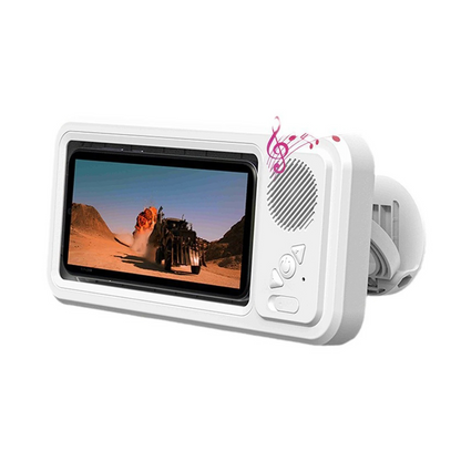 Waterproof Shower Phone Holder with Bluetooth Speaker – 360° Rotating Wall Mount, Anti-Fog Touch Screen Case, Hands-Free Bathroom & Kitchen Phone Mount for iPhone & Android