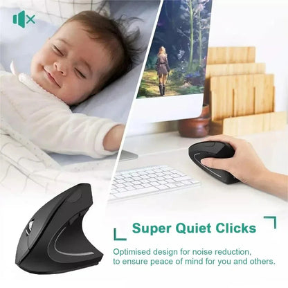 Vertical Ergonomic Wireless Mouse – Upright Design, USB Nano Receiver & Adjustable DPI