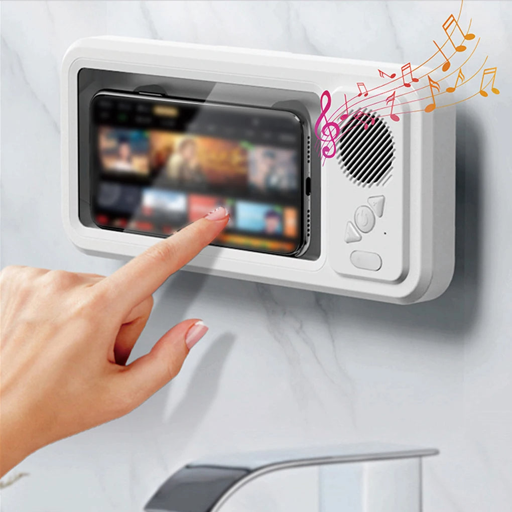 athroom phone holder with Bluetooth speaker waterproof universal wall mount