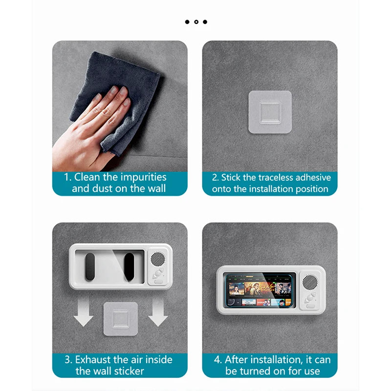 Waterproof Shower Phone Holder with Bluetooth Speaker