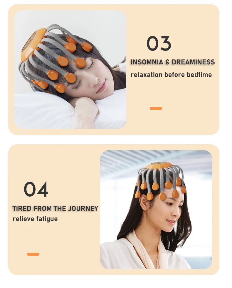 Octopus Scalp Massager with 20 Heads & Red Light – Relaxation & Headache Relief