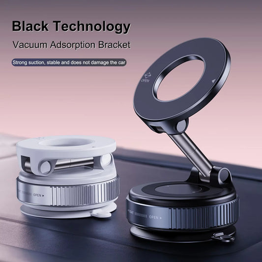 Foldable 360° Magnetic Phone Holder – Vacuum Mount for Car or Wall Use