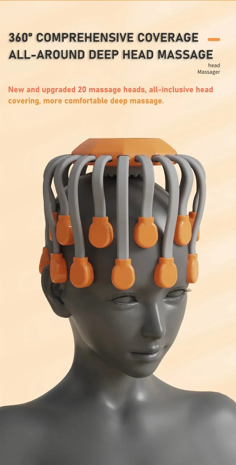 Octopus Scalp Massager with 20 Heads & Red Light – Relaxation & Headache Relief
