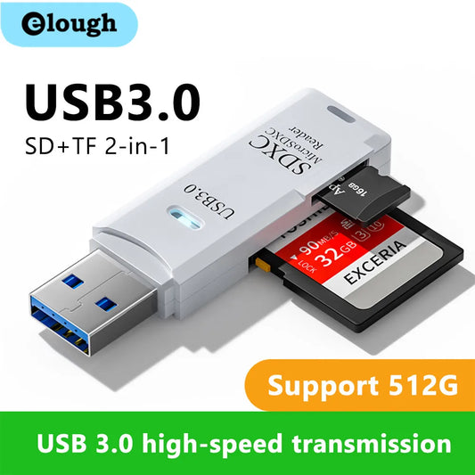 USB 3.0 TF/SD Card Reader Adapter – 2-in-1 for Laptop & PC